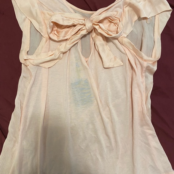 Massimo Dutti Blush Short Sleeve Top Bow - Picture 2 of 7